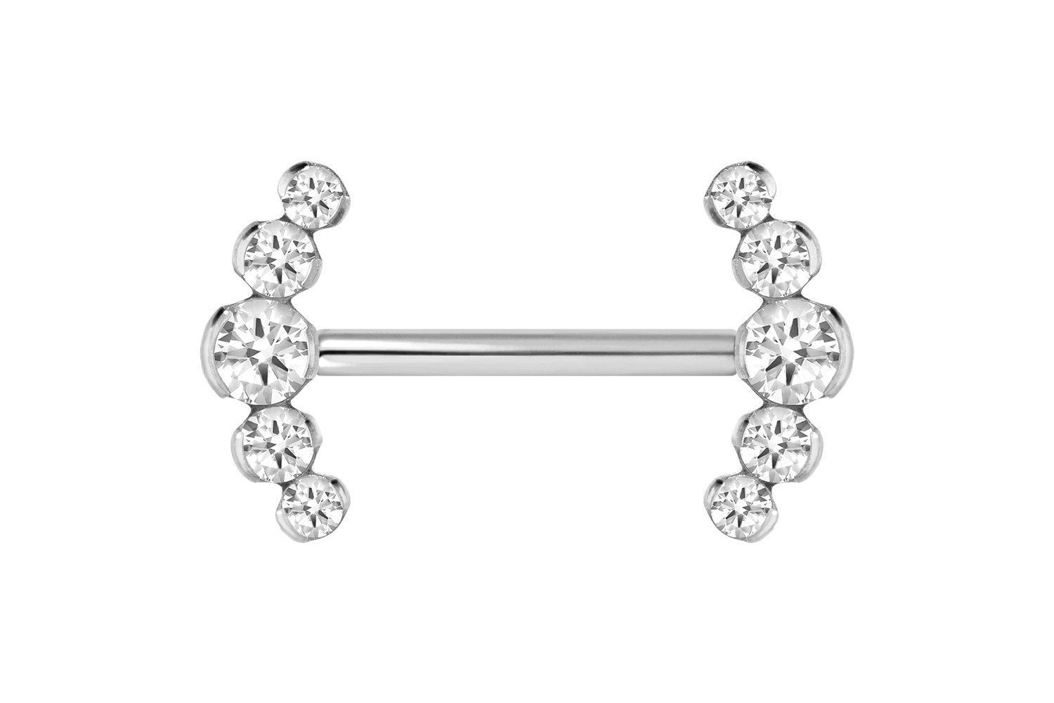 Titan Barbell Piercing mit Push Fit 5 KRISTALLE
